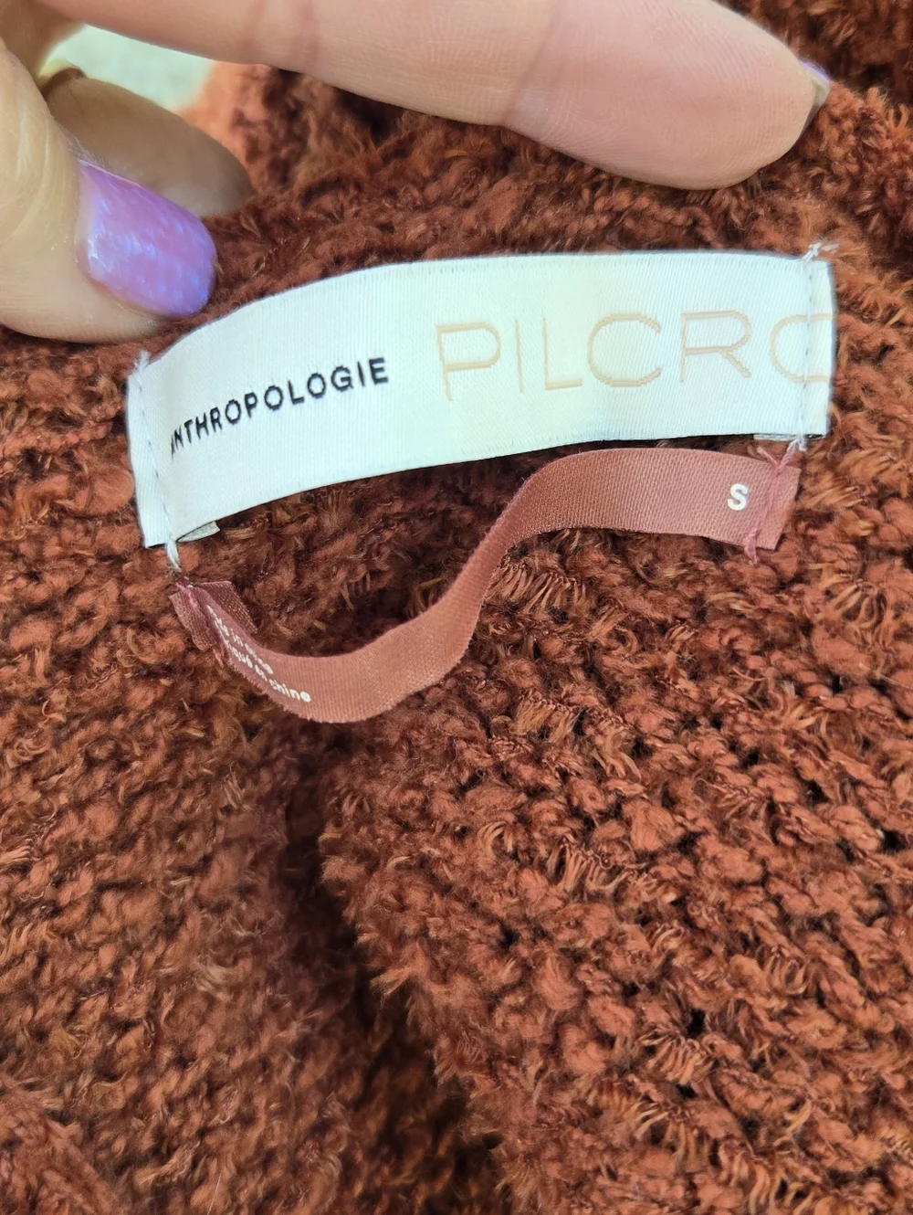 Anthropoligie Pilcro Chunky Off-Shoulder Rust Sweater - Women's Cozy Pullover - Picture 8 of 11